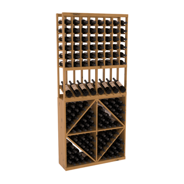 InstaCellar - 8 Column High Reveal 96 Bin Combo in Knotty Alder Oak stained with WineSafe™ Satin Sealant