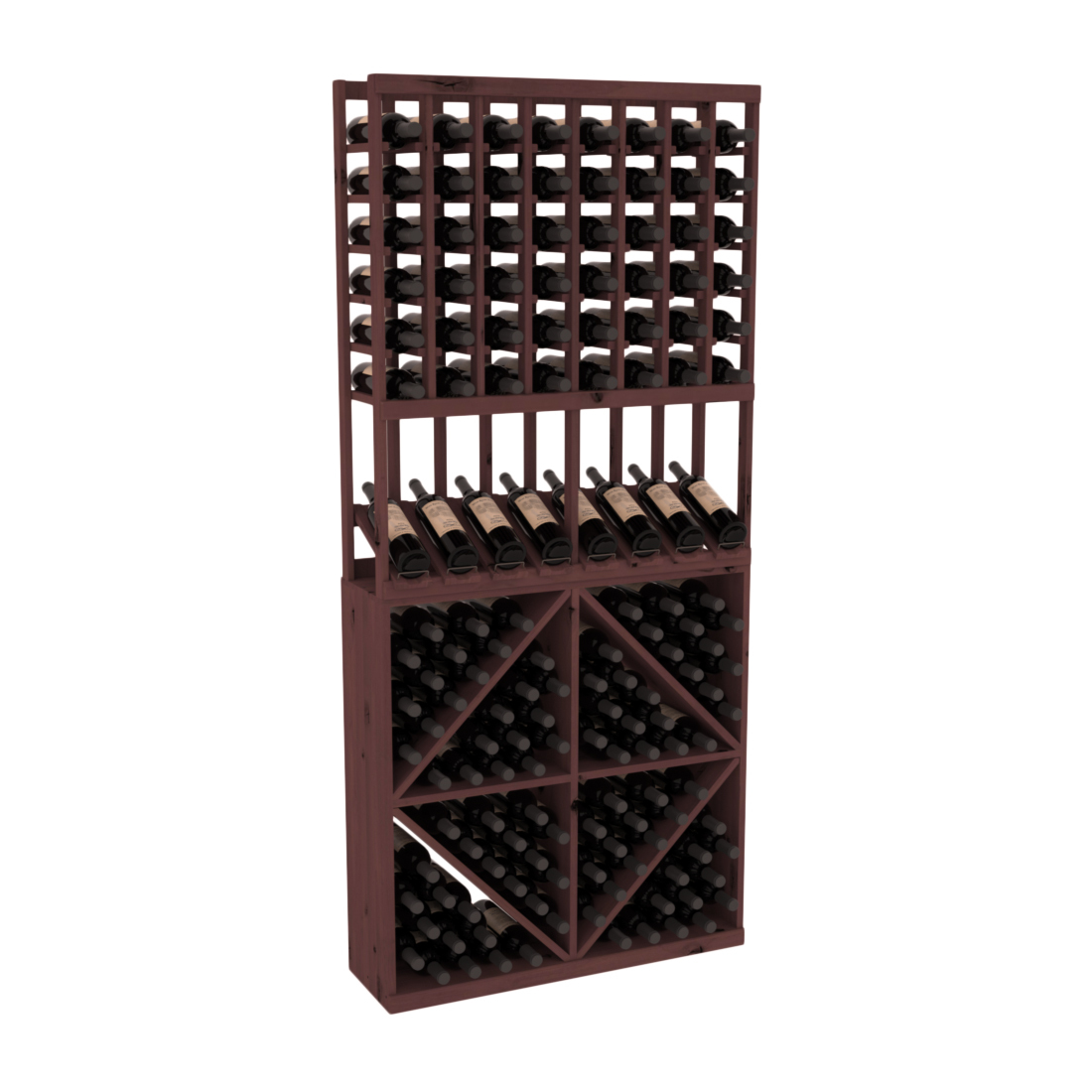 InstaCellar - 8 Column High Reveal 96 Bin Combo in Knotty Alder Walnut stained without WineSafe™ Satin Sealant