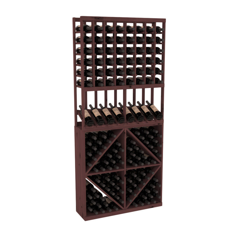 InstaCellar - 8 Column High Reveal 96 Bin Combo in Knotty Alder Walnut stained without WineSafe™ Satin Sealant