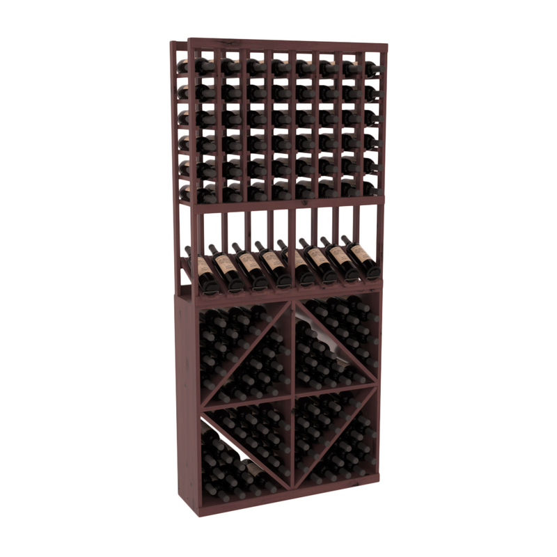 InstaCellar - 8 Column High Reveal 96 Bin Combo in Knotty Alder Walnut stained with WineSafe™ Satin Sealant