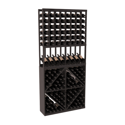 InstaCellar - 8 Column High Reveal 96 Bin Combo in Knotty Alder Black stained with WineSafe™ Satin Sealant