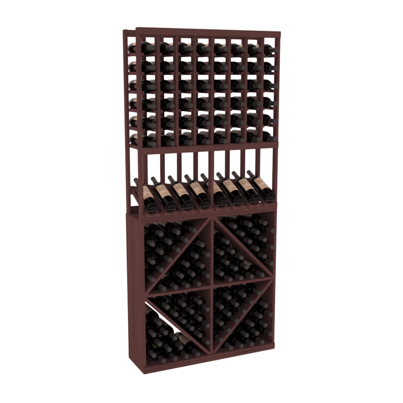 InstaCellar - 8 Column High Reveal 96 Bin Combo in Grand Mahogany Walnut stained without WineSafe™ Satin Sealant