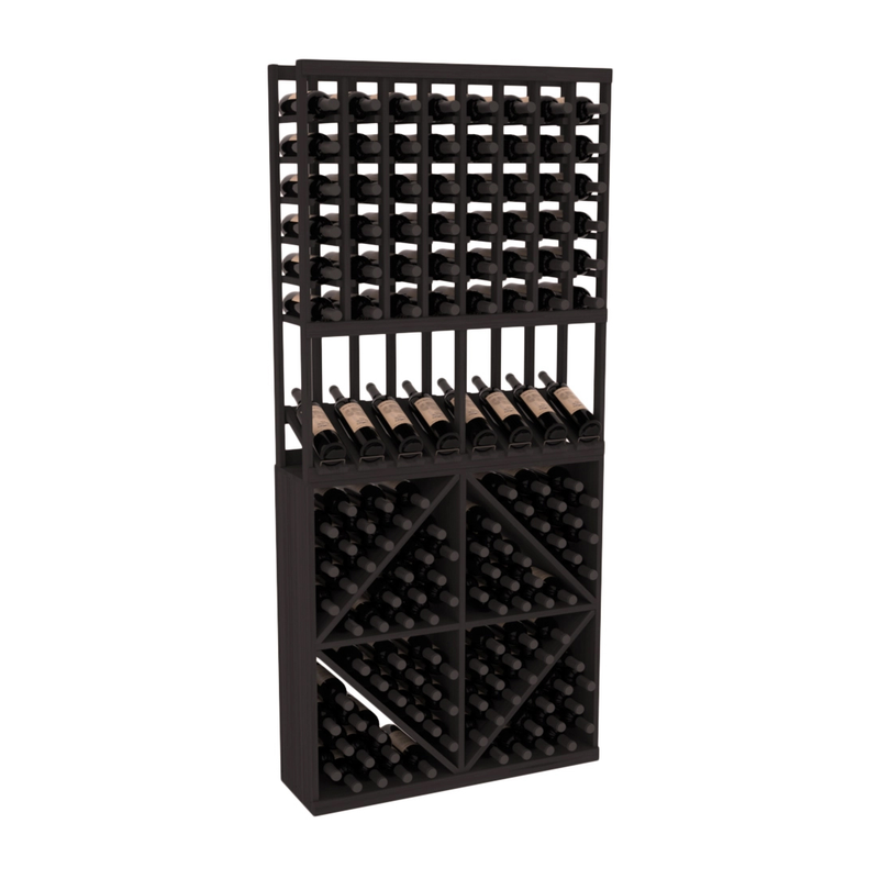 InstaCellar - 8 Column High Reveal 96 Bin Combo in Grand Mahogany Black stained without WineSafe™ Satin Sealant