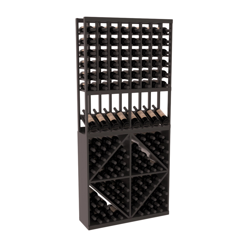 InstaCellar - 8 Column High Reveal 96 Bin Combo in Grand Mahogany Black stained with WineSafe™ Satin Sealant