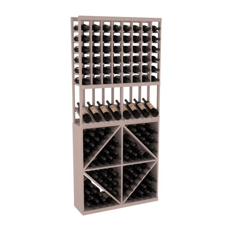 InstaCellar - 8 Column High Reveal 96 Bin Combo in Grand Mahogany Greywash stained without WineSafe™ Satin Sealant