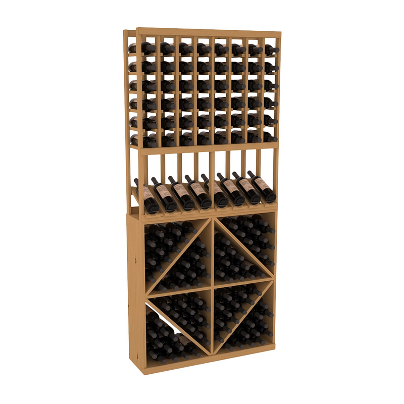 InstaCellar - 8 Column High Reveal 96 Bin Combo in Ponderosa Pine Oak stained without WineSafe™ Satin Sealant