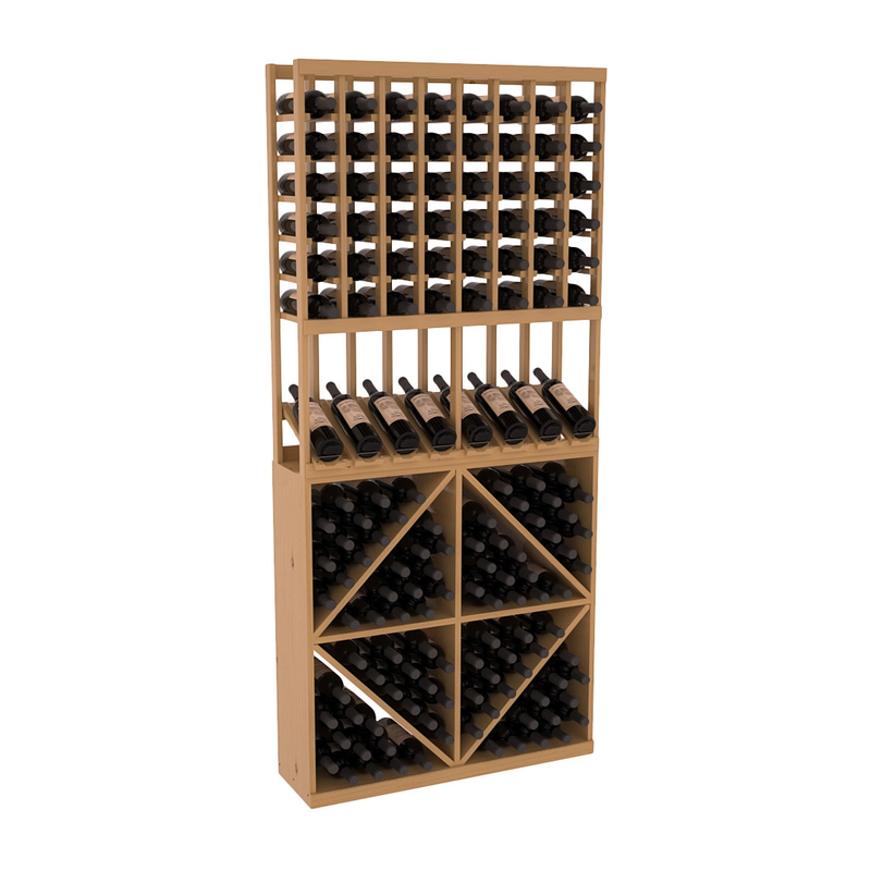 InstaCellar - 8 Column High Reveal 96 Bin Combo in Ponderosa Pine Oak stained with WineSafe™ Satin Sealant