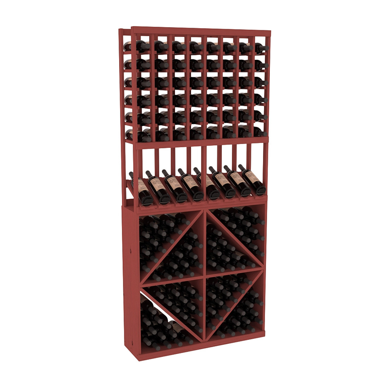 InstaCellar - 8 Column High Reveal 96 Bin Combo in Ponderosa Pine Cherry stained without WineSafe™ Satin Sealant
