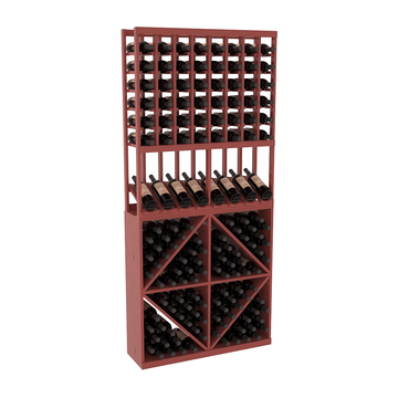 InstaCellar - 8 Column High Reveal 96 Bin Combo in Ponderosa Pine Cherry stained with WineSafe™ Satin Sealant