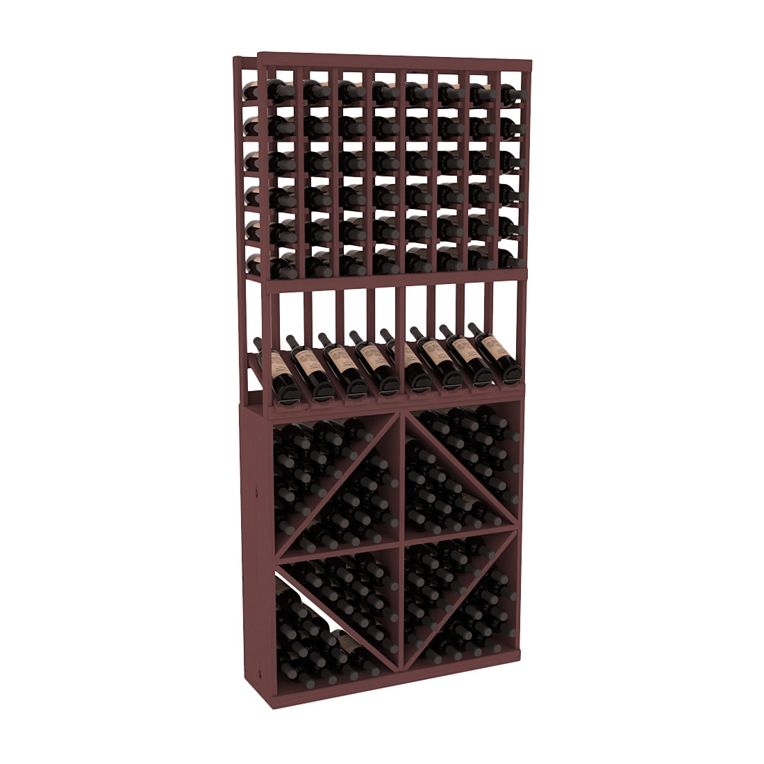 InstaCellar - 8 Column High Reveal 96 Bin Combo in Ponderosa Pine Walnut stained without WineSafe™ Satin Sealant