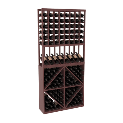 InstaCellar - 8 Column High Reveal 96 Bin Combo in Ponderosa Pine Walnut stained with WineSafe™ Satin Sealant