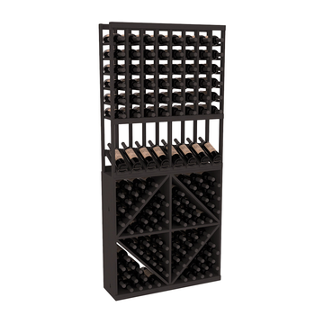 InstaCellar - 8 Column High Reveal 96 Bin Combo in Ponderosa Pine Black stained without WineSafe™ Satin Sealant