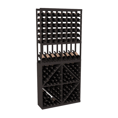 InstaCellar - 8 Column High Reveal 96 Bin Combo in Ponderosa Pine Black stained without WineSafe™ Satin Sealant