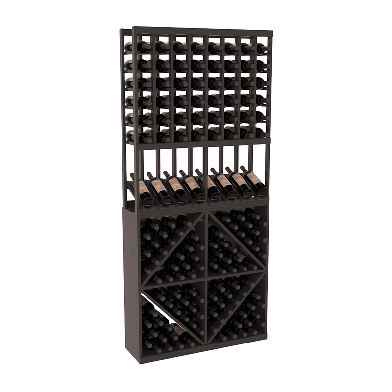 InstaCellar - 8 Column High Reveal 96 Bin Combo in Ponderosa Pine Black stained with WineSafe™ Satin Sealant