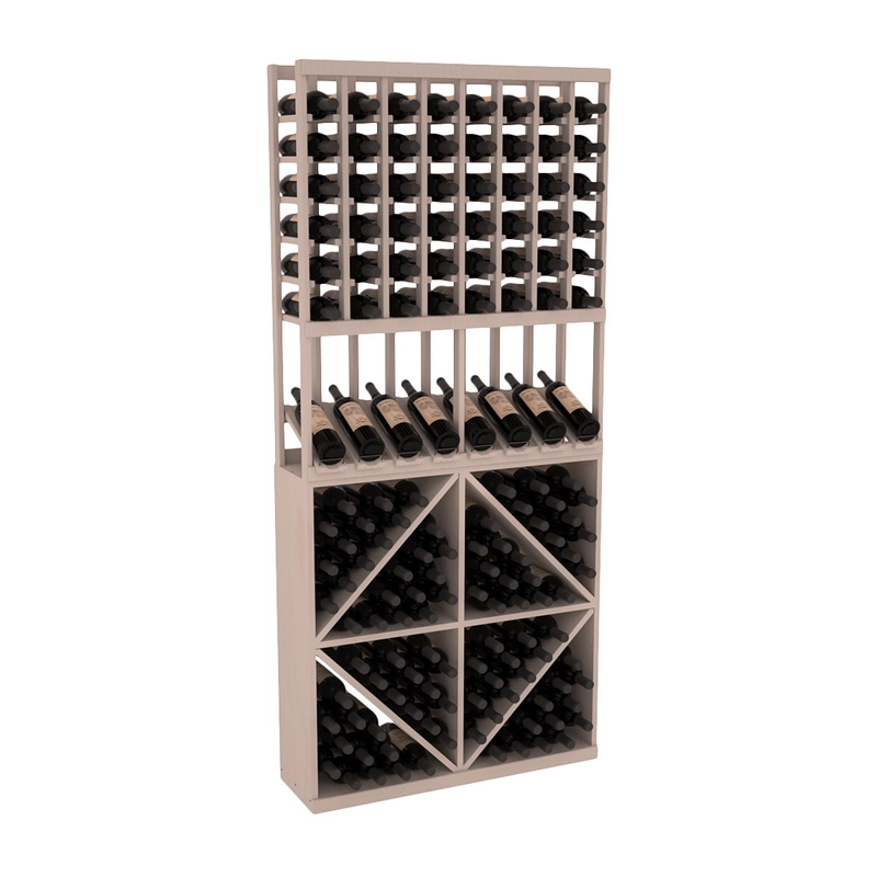 InstaCellar - 8 Column High Reveal 96 Bin Combo in Ponderosa Pine Greywash stained without WineSafe™ Satin Sealant
