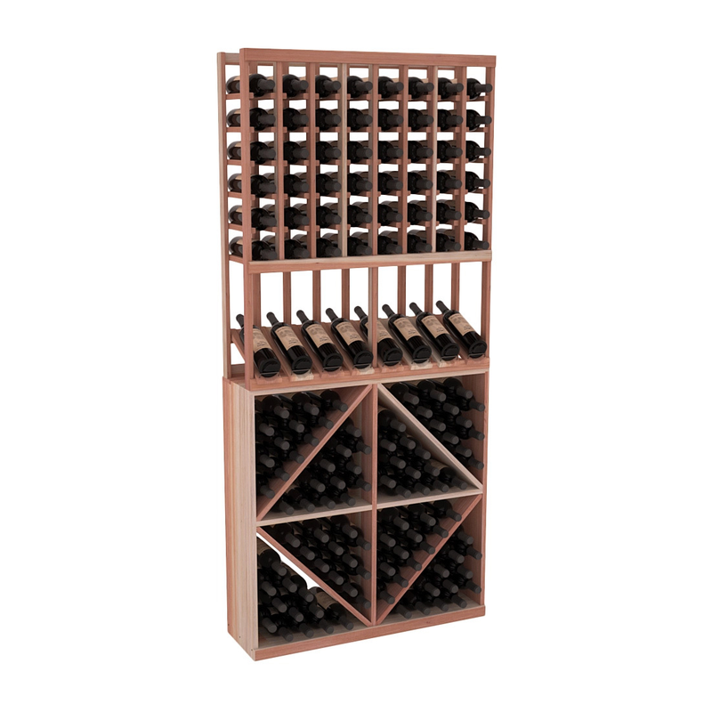 InstaCellar - 8 Column High Reveal 96 Bin Combo in Premium Redwood Unstained without WineSafe™ Satin Sealant