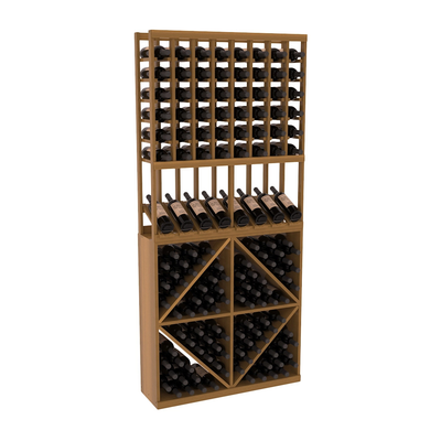 InstaCellar - 8 Column High Reveal 96 Bin Combo in Premium Redwood Oak stained with WineSafe™ Satin Sealant