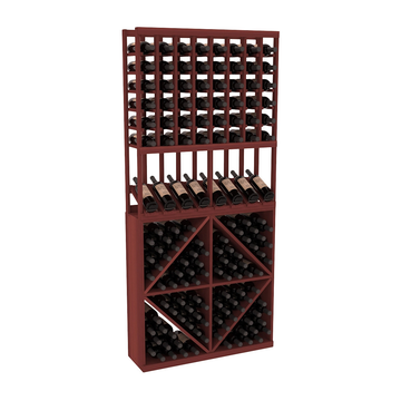 InstaCellar - 8 Column High Reveal 96 Bin Combo in Premium Redwood Cherry stained without WineSafe™ Satin Sealant