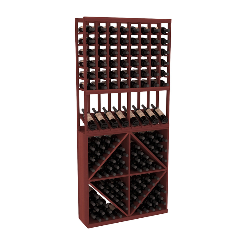 InstaCellar - 8 Column High Reveal 96 Bin Combo in Premium Redwood Cherry stained without WineSafe™ Satin Sealant