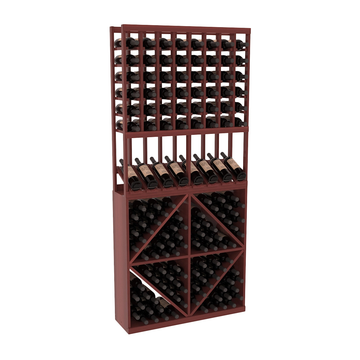 InstaCellar - 8 Column High Reveal 96 Bin Combo in Premium Redwood Cherry stained with WineSafe™ Satin Sealant