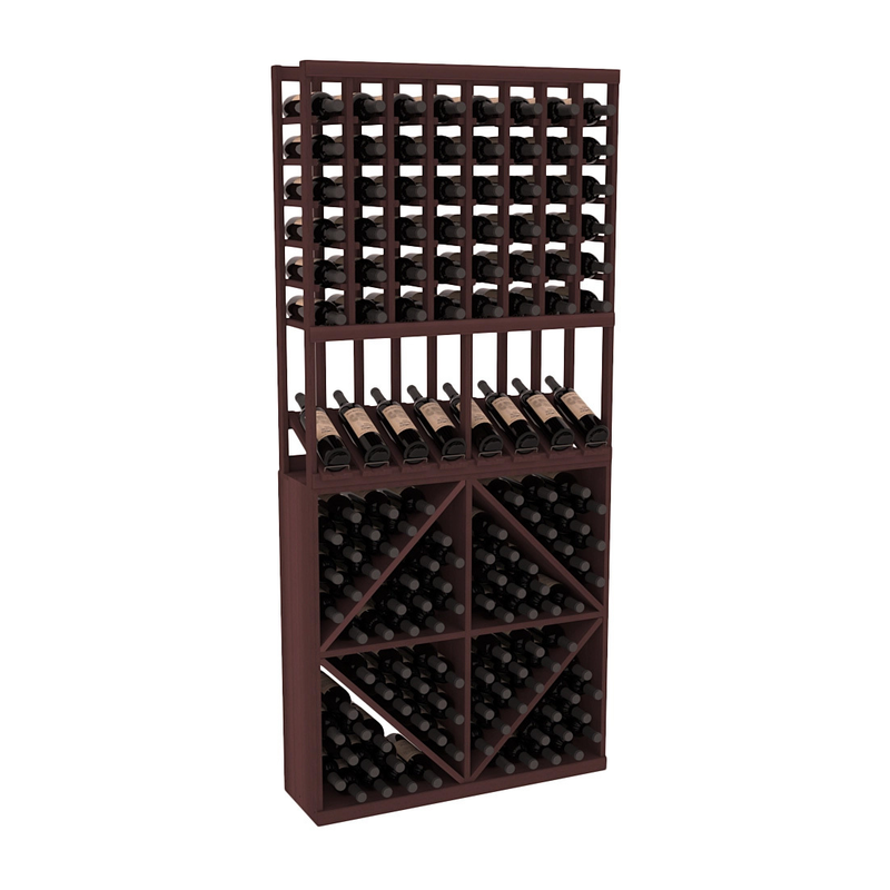 InstaCellar - 8 Column High Reveal 96 Bin Combo in Premium Redwood Walnut stained without WineSafe™ Satin Sealant