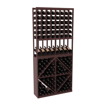InstaCellar - 8 Column High Reveal 96 Bin Combo in Premium Redwood Walnut stained with WineSafe™ Satin Sealant