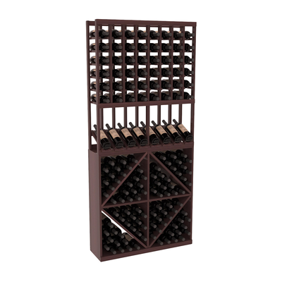 InstaCellar - 8 Column High Reveal 96 Bin Combo in Premium Redwood Walnut stained with WineSafe™ Satin Sealant