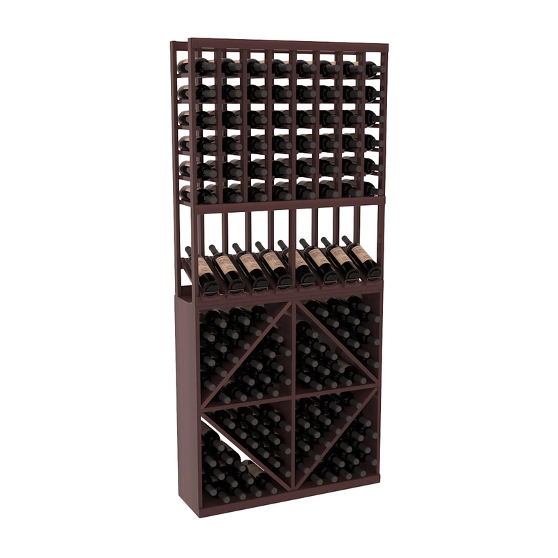 InstaCellar - 8 Column High Reveal 96 Bin Combo in Premium Redwood Walnut stained with WineSafe™ Satin Sealant
