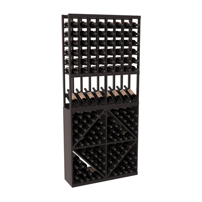 InstaCellar - 8 Column High Reveal 96 Bin Combo in Premium Redwood Black stained with WineSafe™ Satin Sealant