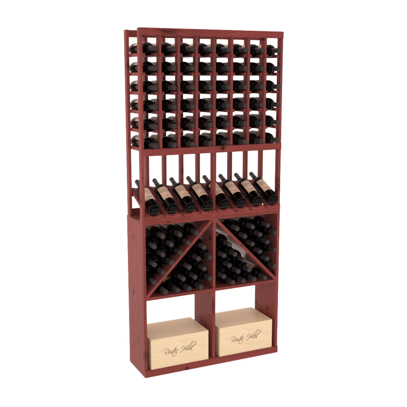 InstaCellar - 8 Column High Reveal 96 Bin /Case Combo in Knotty Alder Cherry stained with WineSafe™ Satin Sealant