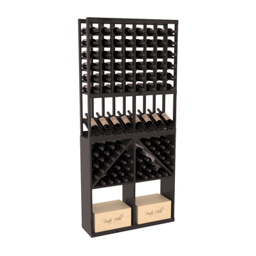InstaCellar - 8 Column High Reveal 96 Bin /Case Combo in Knotty Alder Black stained with WineSafe™ Satin Sealant