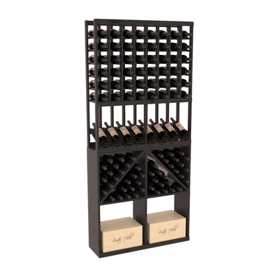 InstaCellar - 8 Column High Reveal 96 Bin /Case Combo in Knotty Alder Black stained with WineSafe™ Satin Sealant
