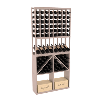 InstaCellar - 8 Column High Reveal 96 Bin /Case Combo in Knotty Alder Greywash stained with WineSafe™ Satin Sealant