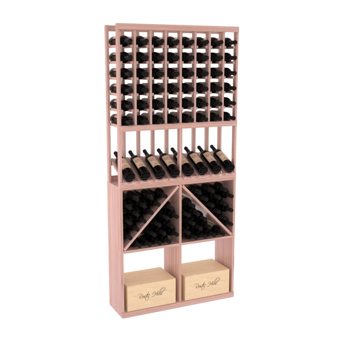 InstaCellar - 8 Column High Reveal 96 Bin /Case Combo in Grand Mahogany Unstained with WineSafe™ Satin Sealant