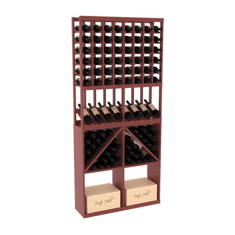 InstaCellar - 8 Column High Reveal 96 Bin /Case Combo in Grand Mahogany Cherry stained with WineSafe™ Satin Sealant