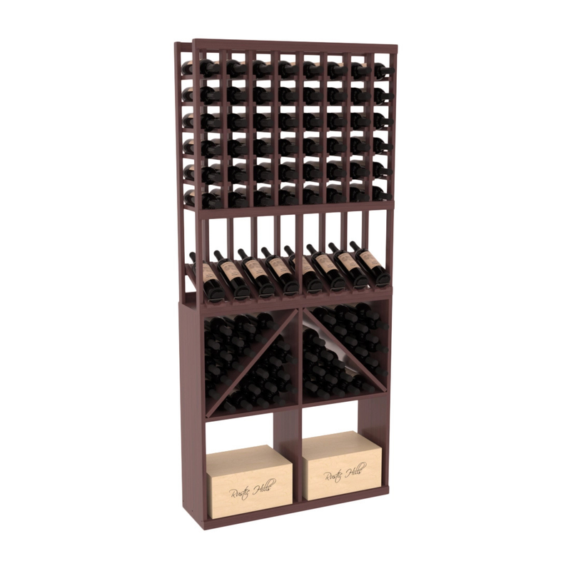 InstaCellar - 8 Column High Reveal 96 Bin /Case Combo in Grand Mahogany Walnut stained with WineSafe™ Satin Sealant