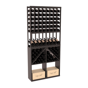 InstaCellar - 8 Column High Reveal 96 Bin /Case Combo in Grand Mahogany Black stained with WineSafe™ Satin Sealant