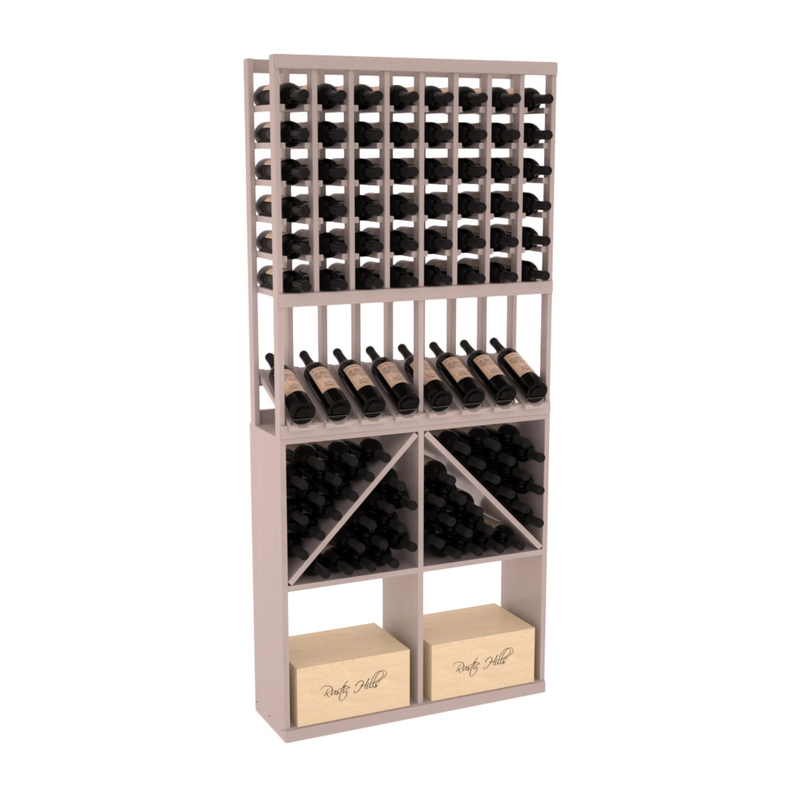 InstaCellar - 8 Column High Reveal 96 Bin /Case Combo in Grand Mahogany Greywash stained with WineSafe™ Satin Sealant