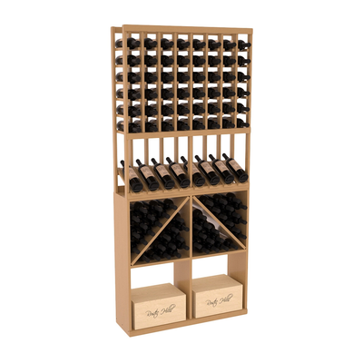 InstaCellar - 8 Column High Reveal 96 Bin /Case Combo in Ponderosa Pine Oak stained with WineSafe™ Satin Sealant