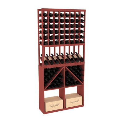 InstaCellar - 8 Column High Reveal 96 Bin /Case Combo in Ponderosa Pine Cherry stained without WineSafe™ Satin Sealant