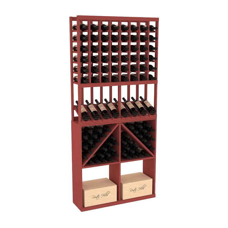 InstaCellar - 8 Column High Reveal 96 Bin /Case Combo in Ponderosa Pine Cherry stained without WineSafe™ Satin Sealant