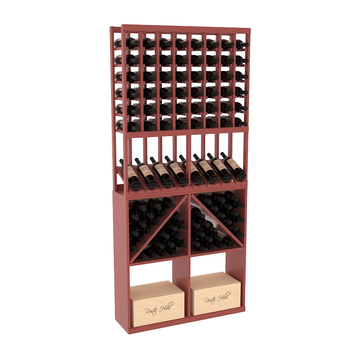 InstaCellar - 8 Column High Reveal 96 Bin /Case Combo in Ponderosa Pine Cherry stained with WineSafe™ Satin Sealant