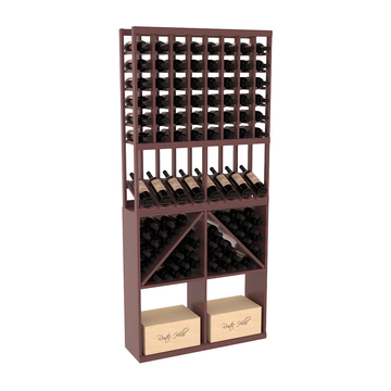 InstaCellar - 8 Column High Reveal 96 Bin /Case Combo in Ponderosa Pine Walnut stained with WineSafe™ Satin Sealant