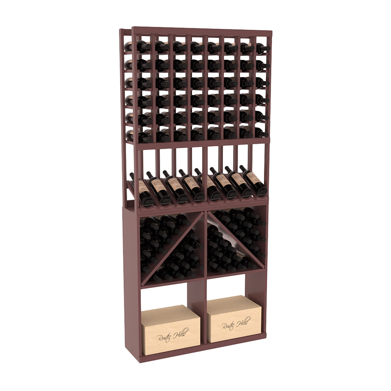 InstaCellar - 8 Column High Reveal 96 Bin /Case Combo in Ponderosa Pine Walnut stained with WineSafe™ Satin Sealant