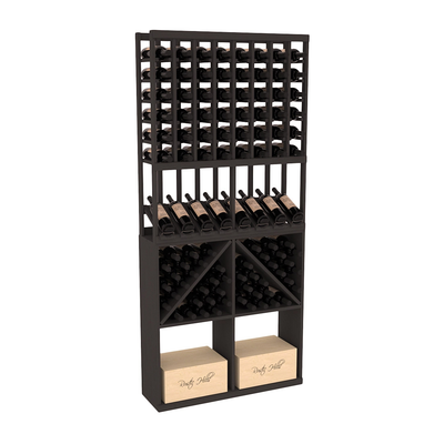 InstaCellar - 8 Column High Reveal 96 Bin /Case Combo in Ponderosa Pine Black stained without WineSafe™ Satin Sealant