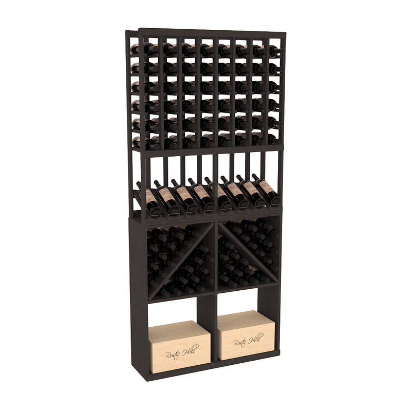 InstaCellar - 8 Column High Reveal 96 Bin /Case Combo in Ponderosa Pine Black stained without WineSafe™ Satin Sealant