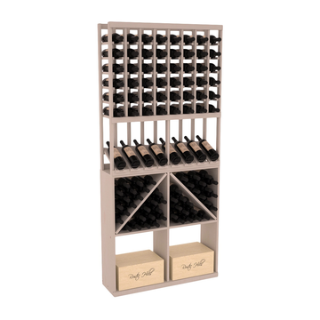 InstaCellar - 8 Column High Reveal 96 Bin /Case Combo in Ponderosa Pine Greywash stained without WineSafe™ Satin Sealant