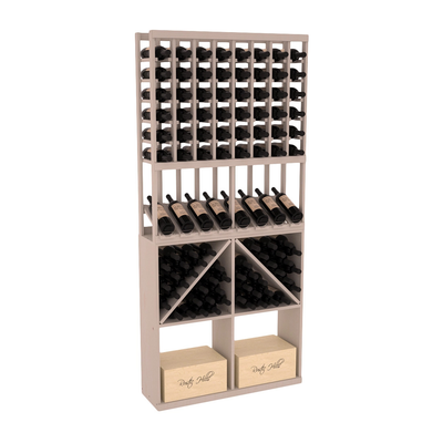 InstaCellar - 8 Column High Reveal 96 Bin /Case Combo in Ponderosa Pine Greywash stained without WineSafe™ Satin Sealant