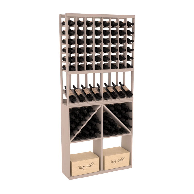 InstaCellar - 8 Column High Reveal 96 Bin /Case Combo in Ponderosa Pine Greywash stained without WineSafe™ Satin Sealant