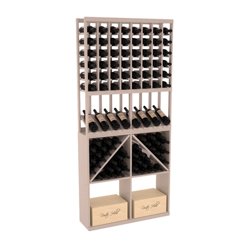 InstaCellar - 8 Column High Reveal 96 Bin /Case Combo in Ponderosa Pine Greywash stained with WineSafe™ Satin Sealant